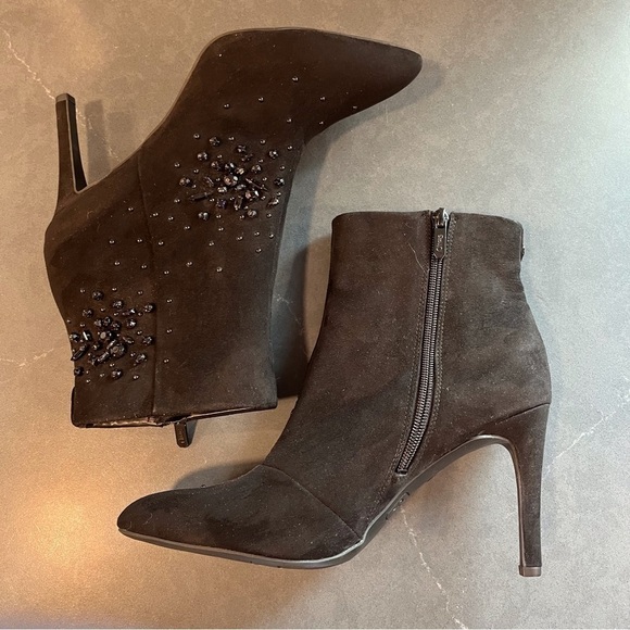 Circus Sam Edelman sz 8.5 Octavia black fabric bead embellished pointy booties - Picture 10 of 15